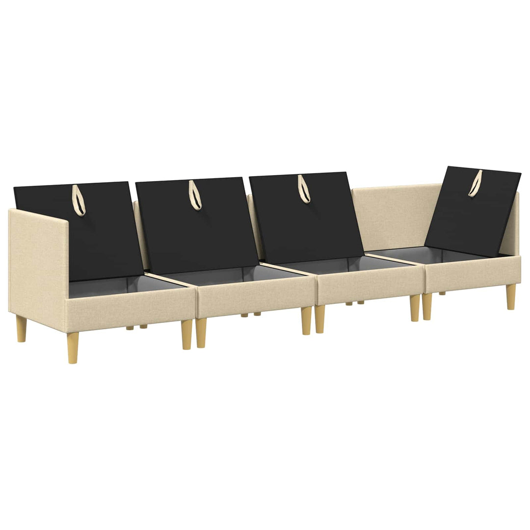 Modulsofa sæt med opbevaring 4 pcs Cremefarvet Stof