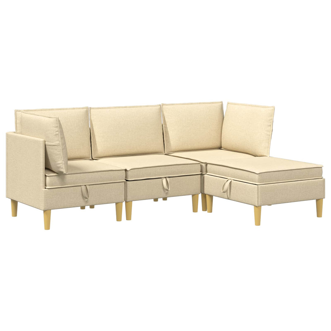 Modulsofa sæt med opbevaring 4 pcs Cremefarvet Stof