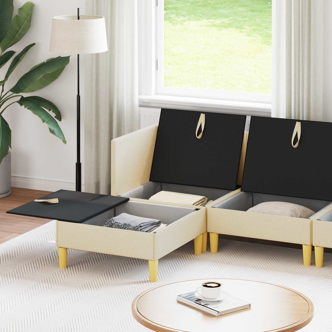 Modulsofa sæt med opbevaring 5 pcs Cremefarvet Stof