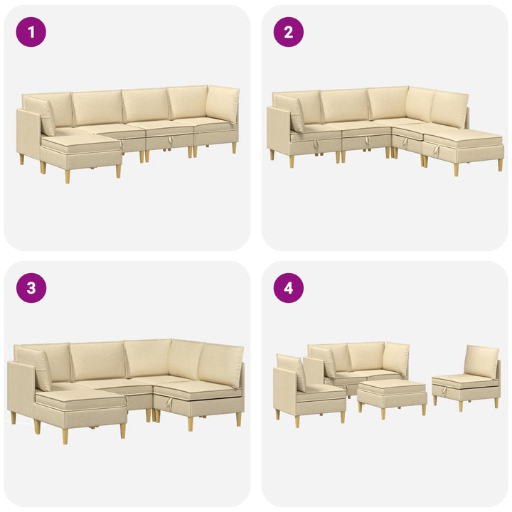 Modulsofa sæt med opbevaring 5 pcs Cremefarvet Stof