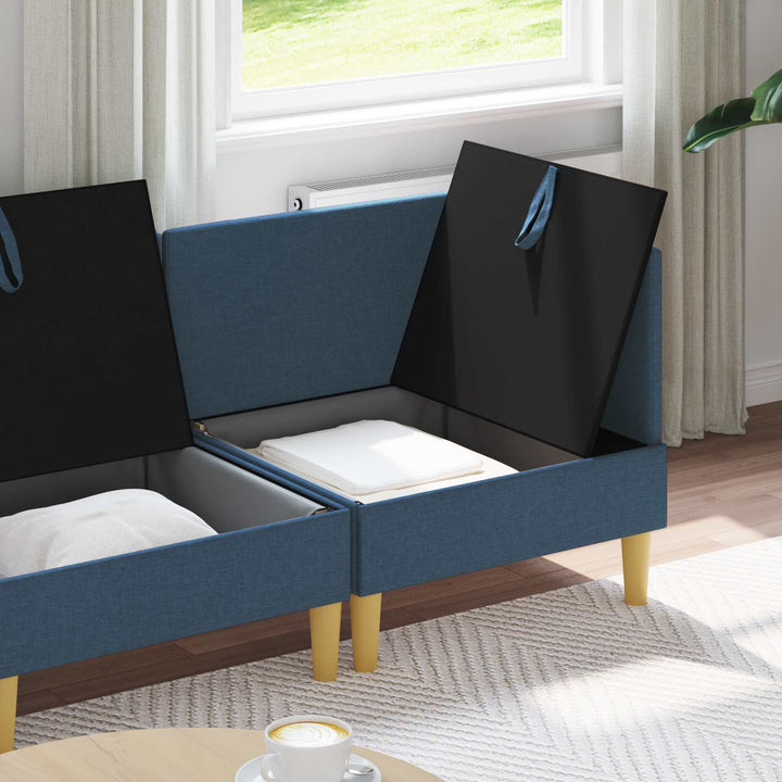 Modulsofa sæt med opbevaring 3 pcs Blå Stof