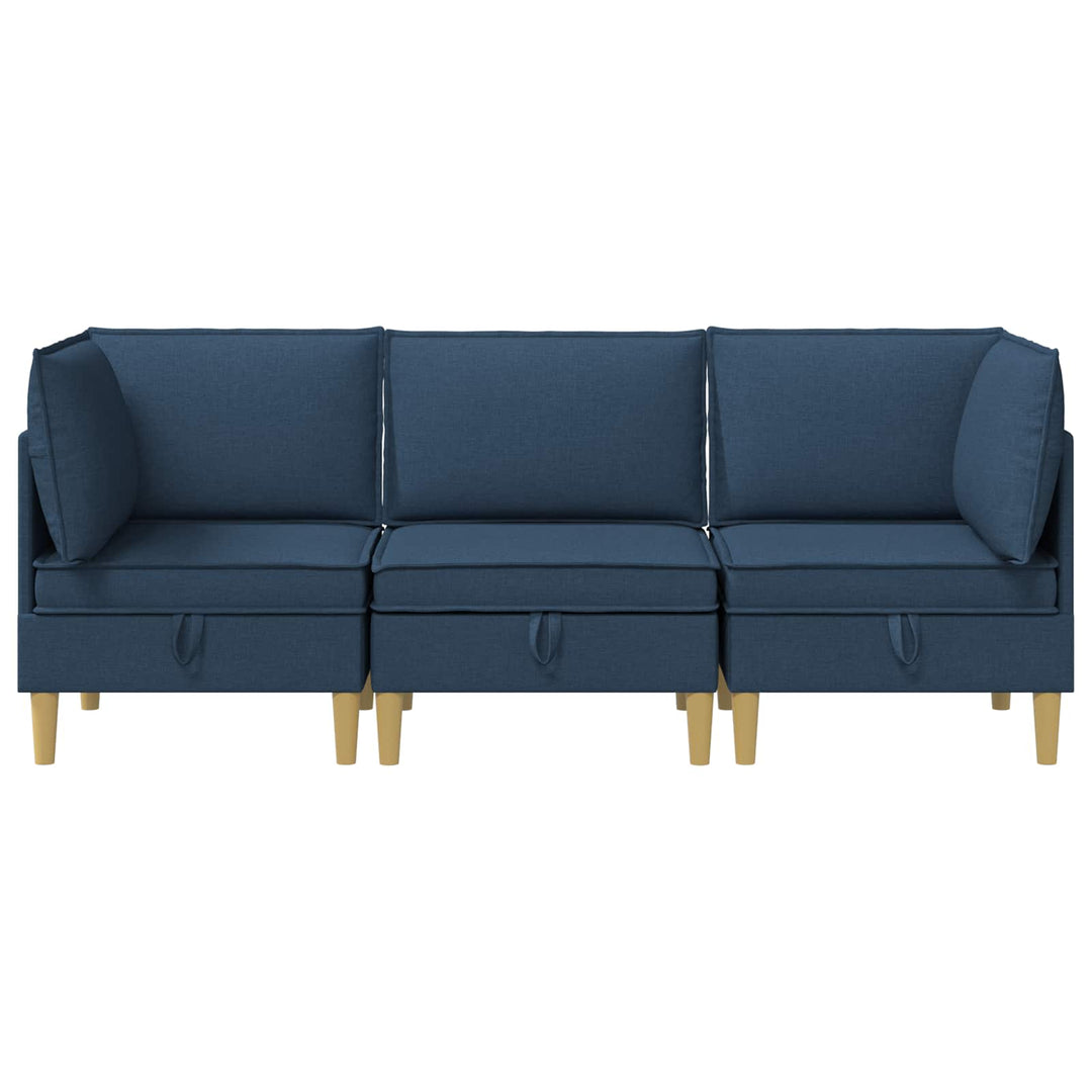 Modulsofa sæt med opbevaring 3 pcs Blå Stof