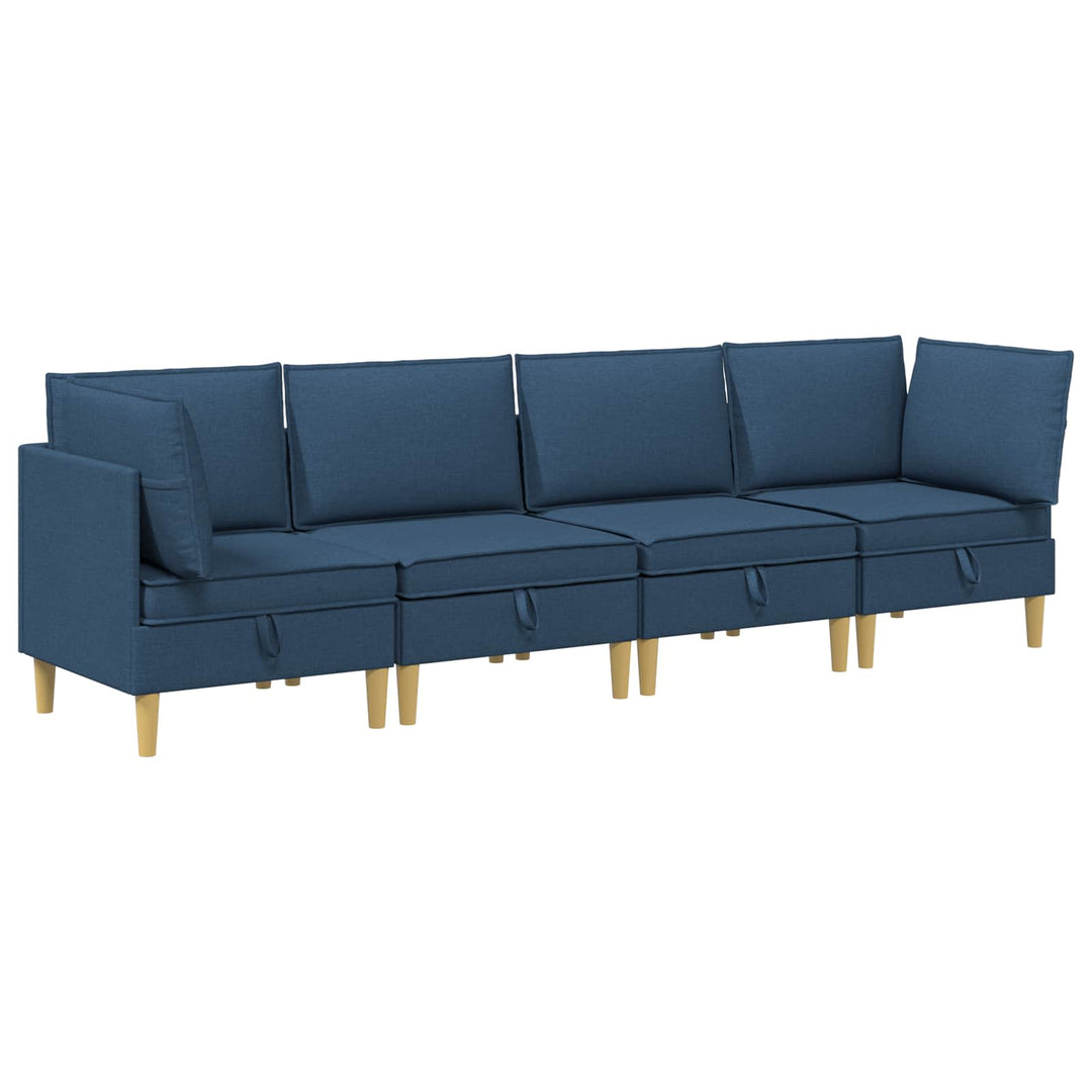 Modulsofa sæt med opbevaring 4 pcs Blå Stof