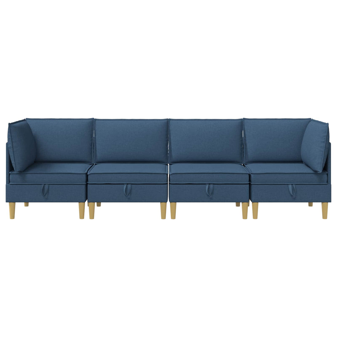 Modulsofa sæt med opbevaring 4 pcs Blå Stof