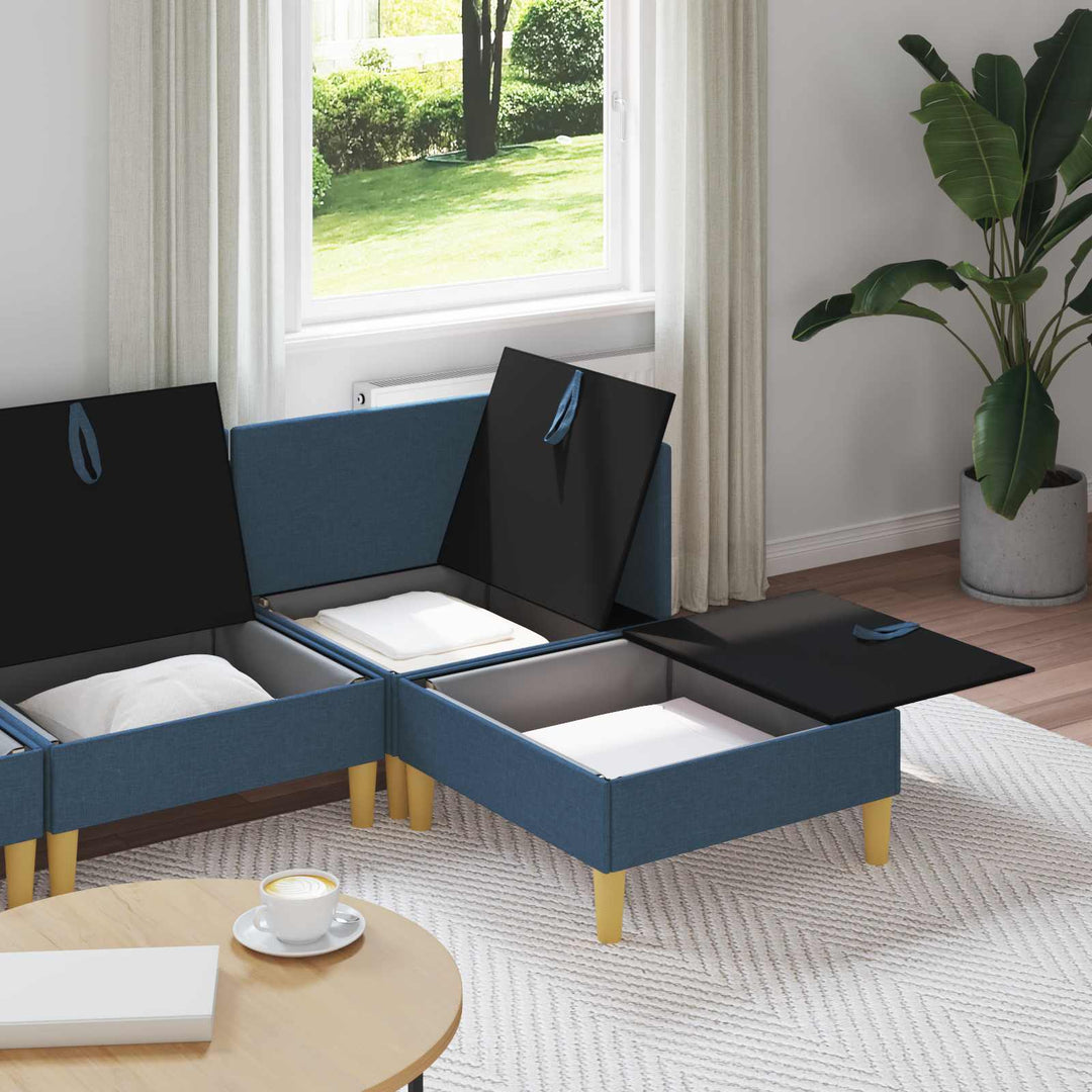 Modulsofa sæt med opbevaring 4 pcs Blå Stof