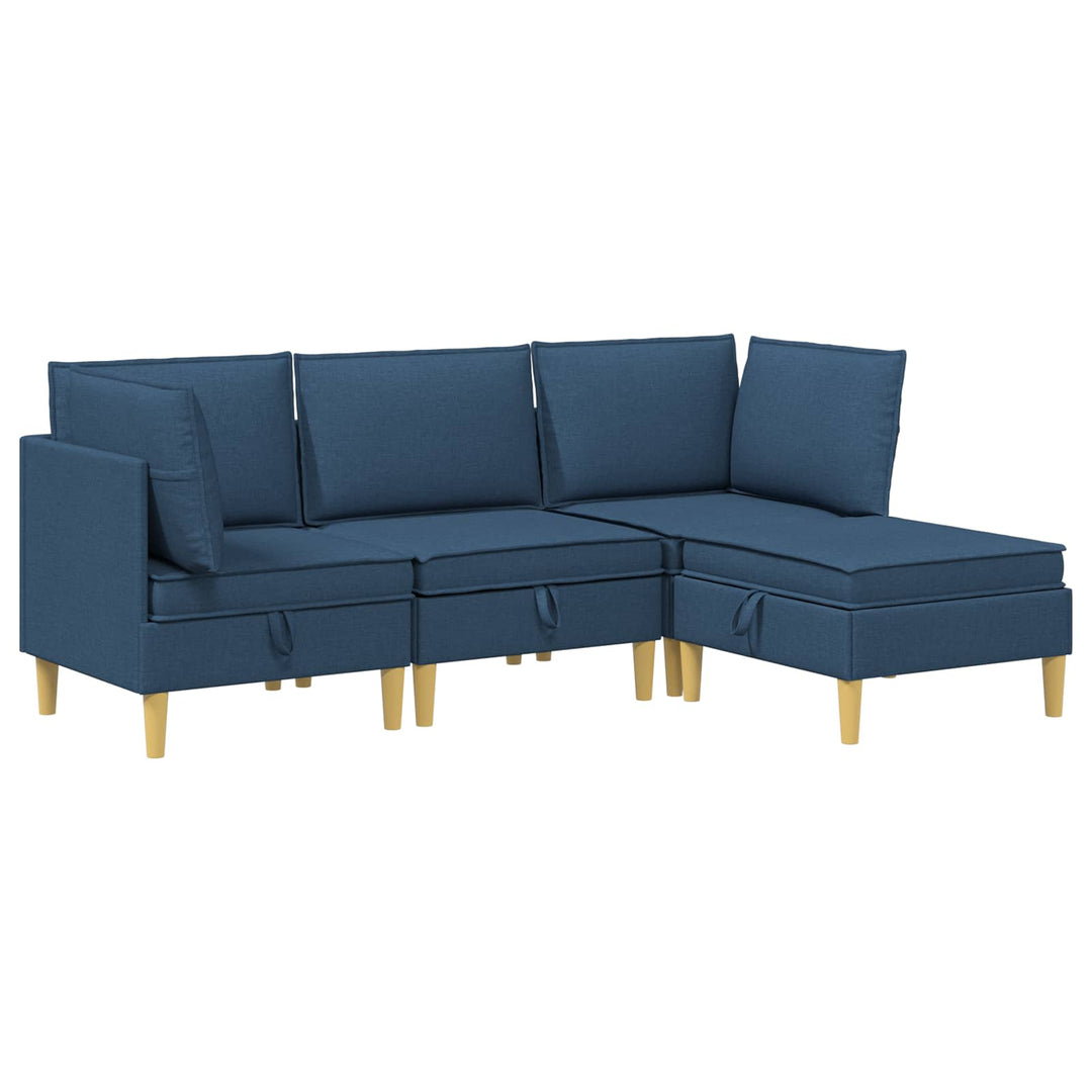 Modulsofa sæt med opbevaring 4 pcs Blå Stof