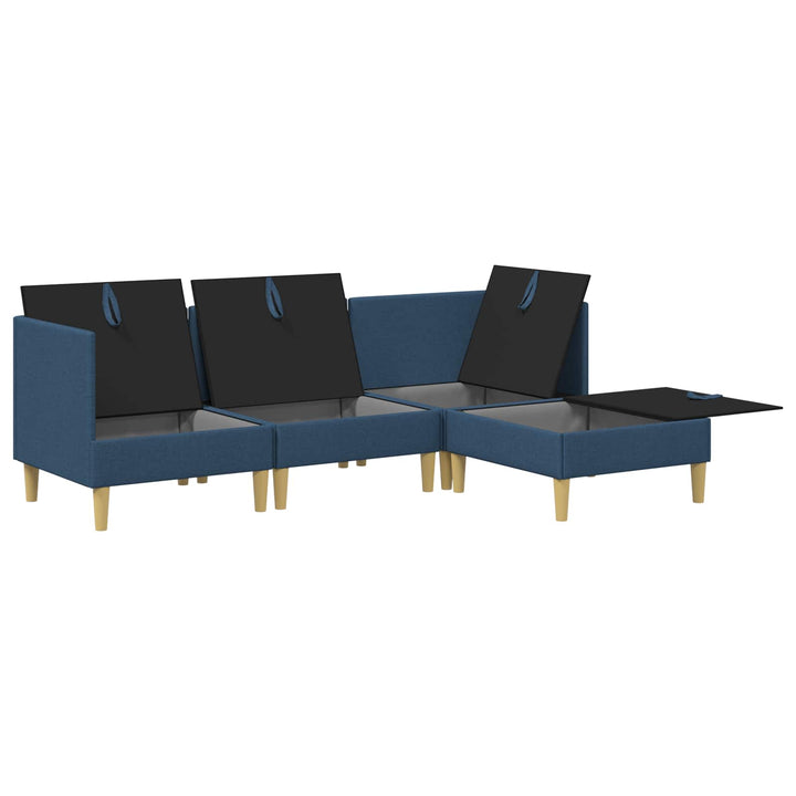 Modulsofa sæt med opbevaring 4 pcs Blå Stof