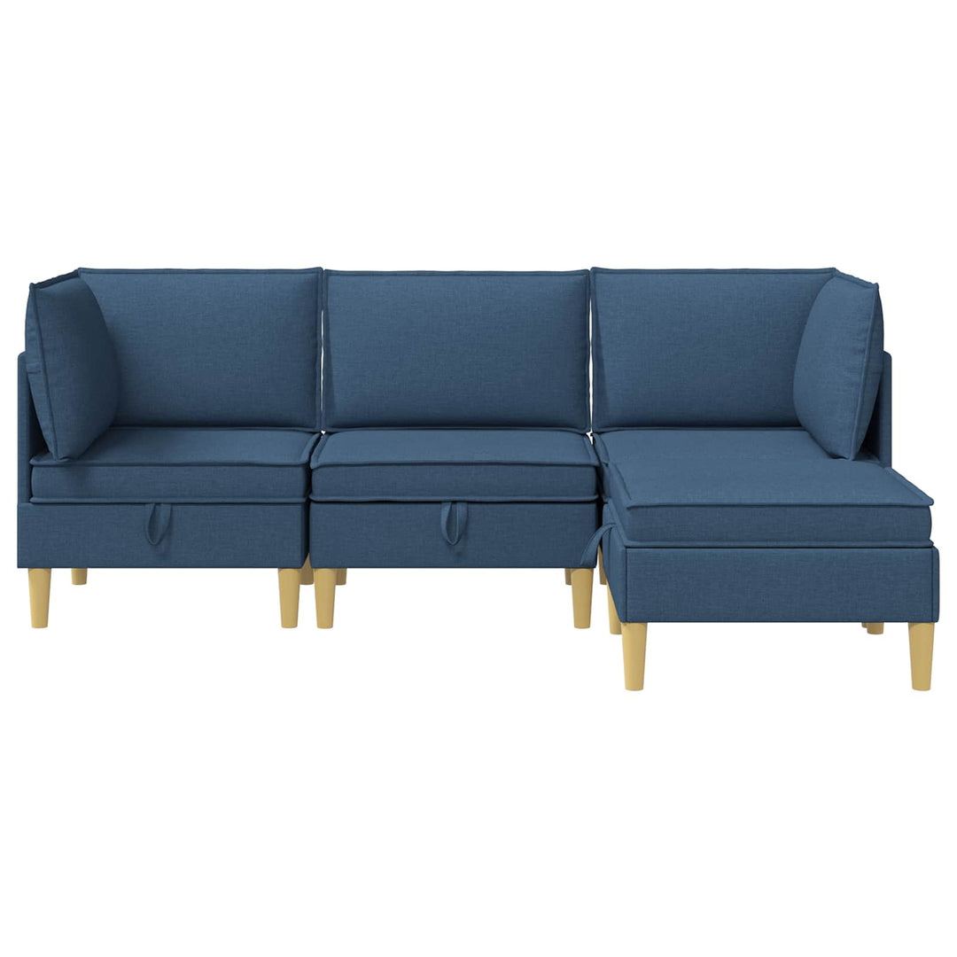 Modulsofa sæt med opbevaring 4 pcs Blå Stof