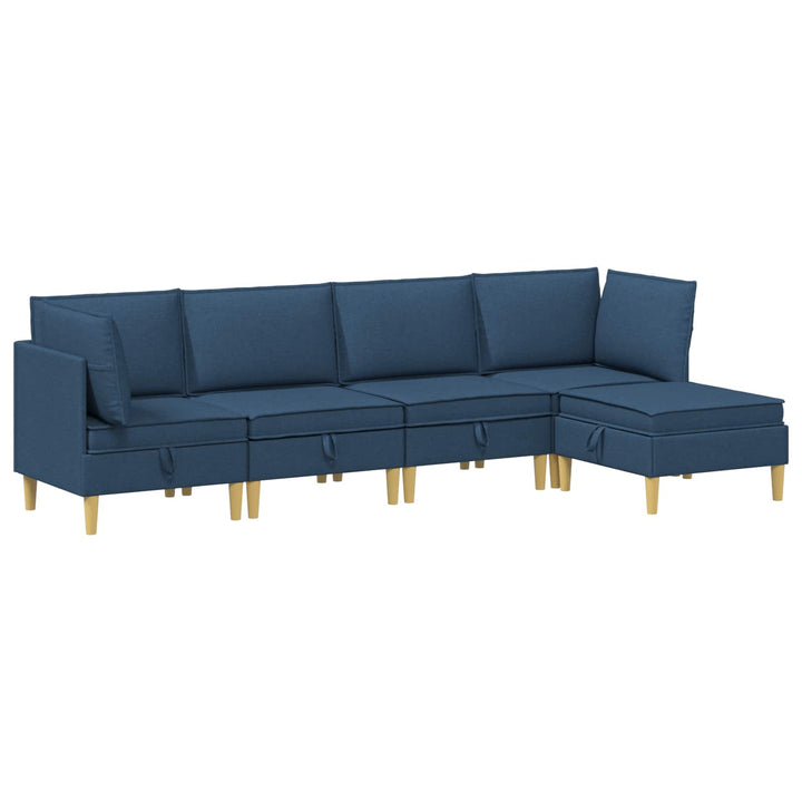 Modulsofa sæt med opbevaring 5 pcs Blå Stof