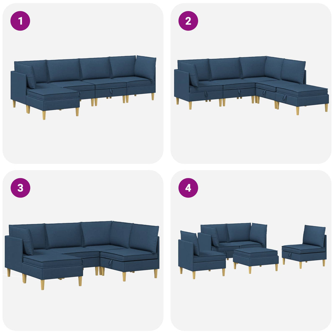 Modulsofa sæt med opbevaring 5 pcs Blå Stof