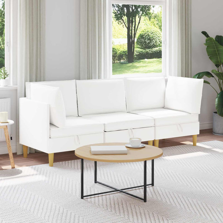 Modulsofa sæt med opbevaring 3 pcs Hvid Stof