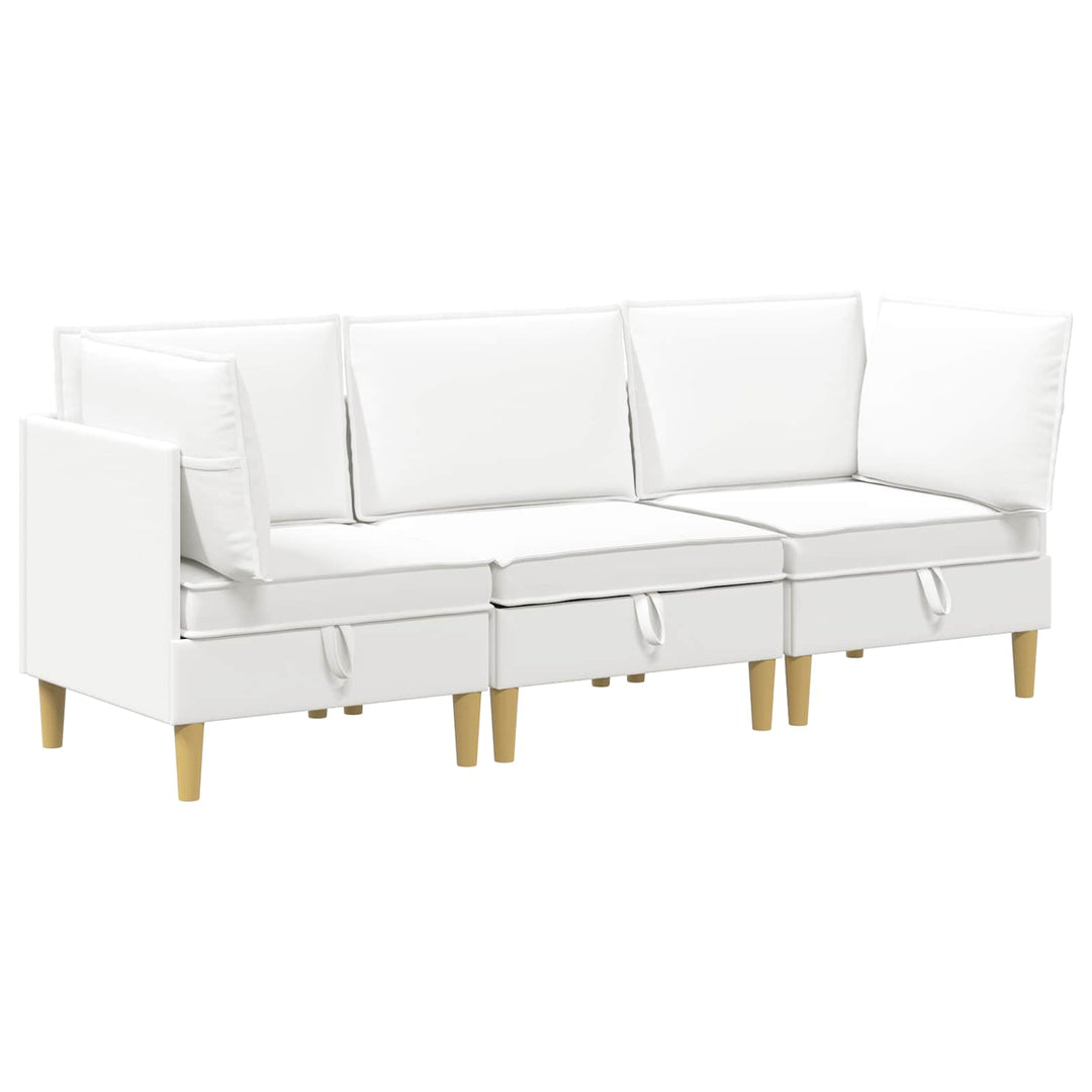 Modulsofa sæt med opbevaring 3 pcs Hvid Stof
