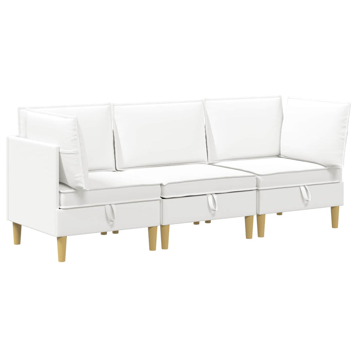 Modulsofa sæt med opbevaring 3 pcs Hvid Stof