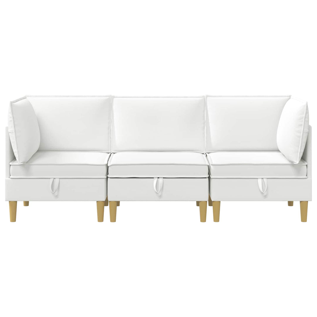 Modulsofa sæt med opbevaring 3 pcs Hvid Stof