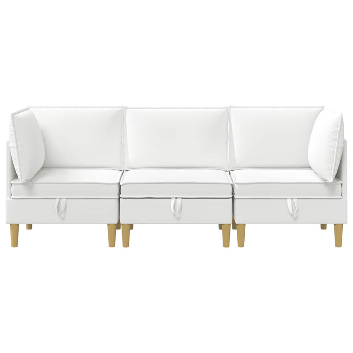 Modulsofa sæt med opbevaring 3 pcs Hvid Stof