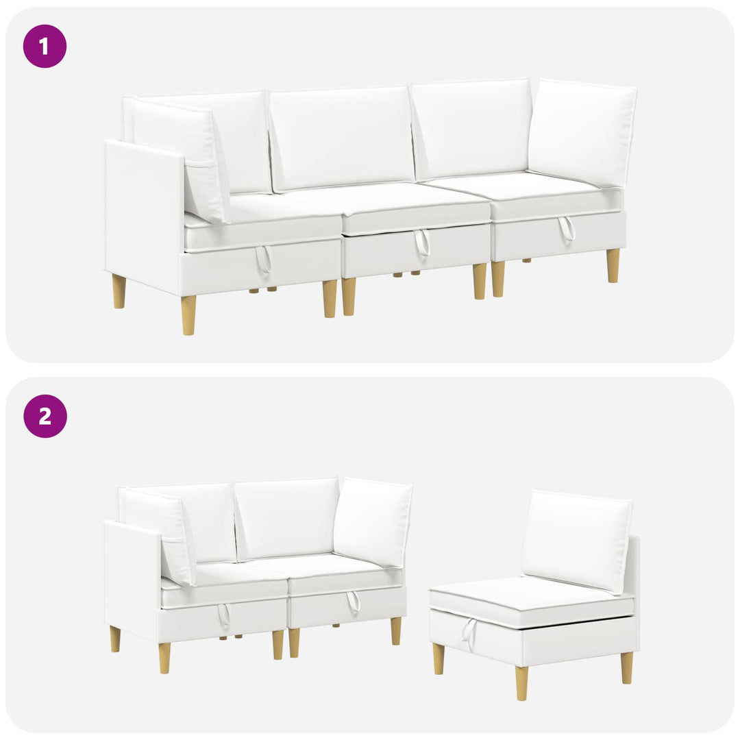 Modulsofa sæt med opbevaring 3 pcs Hvid Stof