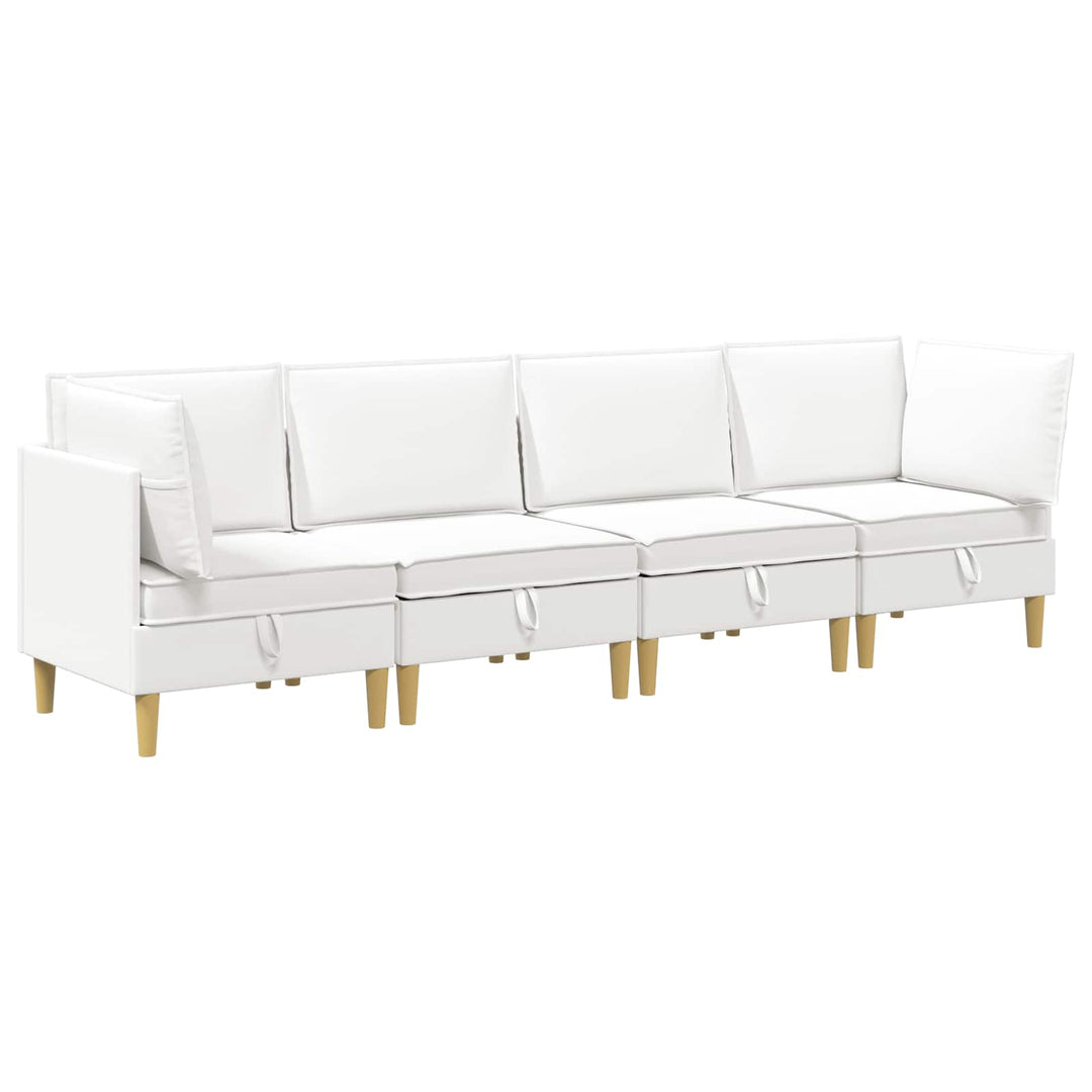 Modulsofa sæt med opbevaring 4 pcs Hvid Stof
