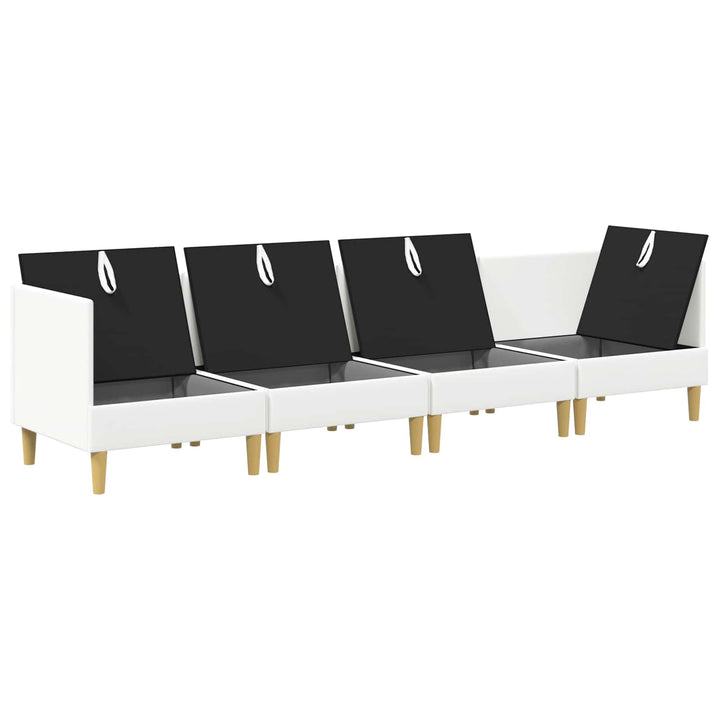 Modulsofa sæt med opbevaring 4 pcs Hvid Stof