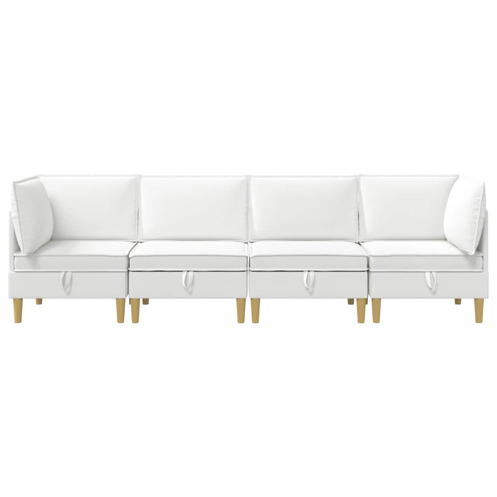 Modulsofa sæt med opbevaring 4 pcs Hvid Stof