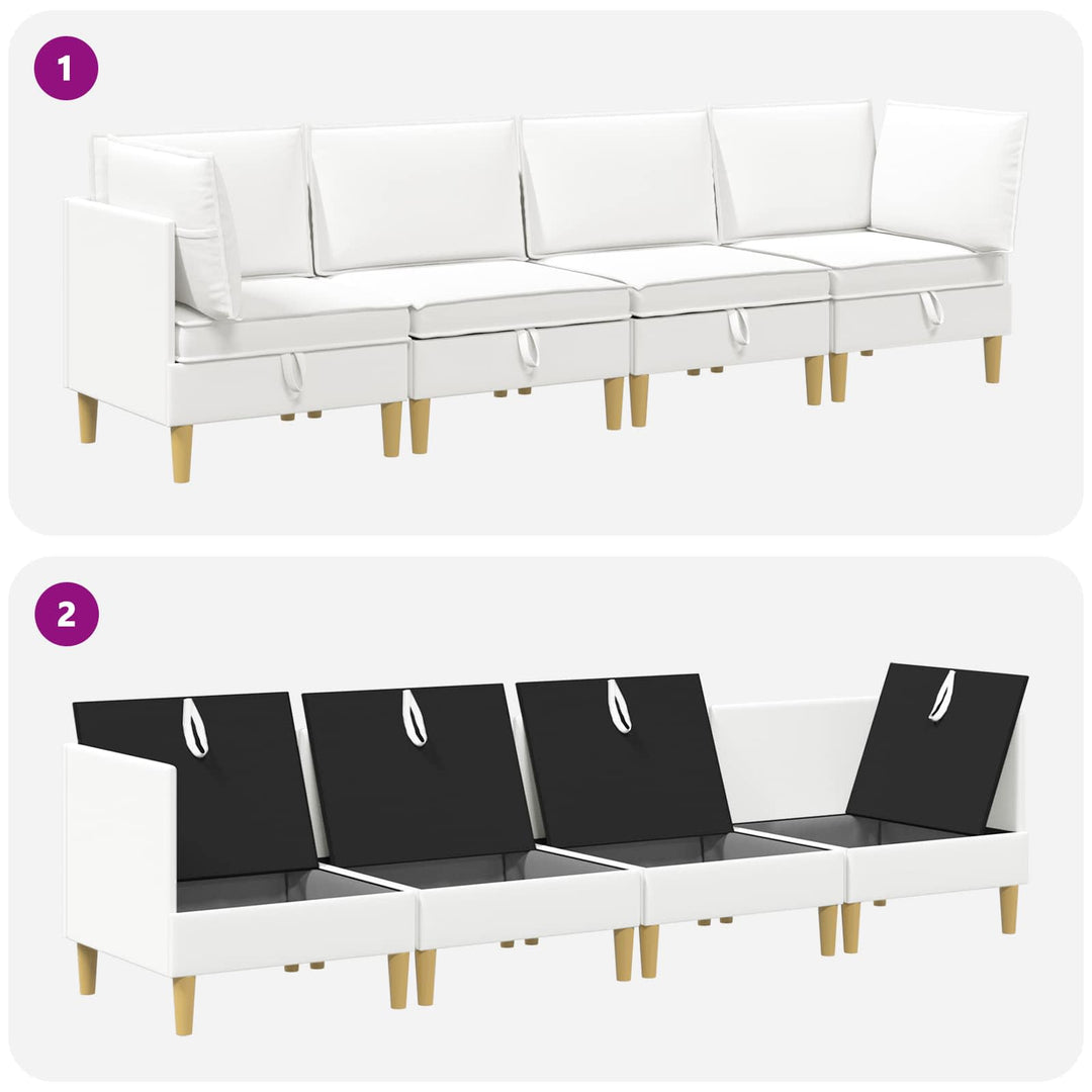 Modulsofa sæt med opbevaring 4 pcs Hvid Stof