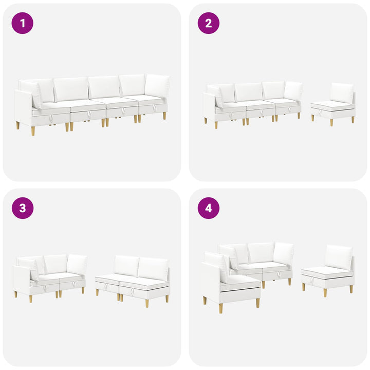 Modulsofa sæt med opbevaring 4 pcs Hvid Stof
