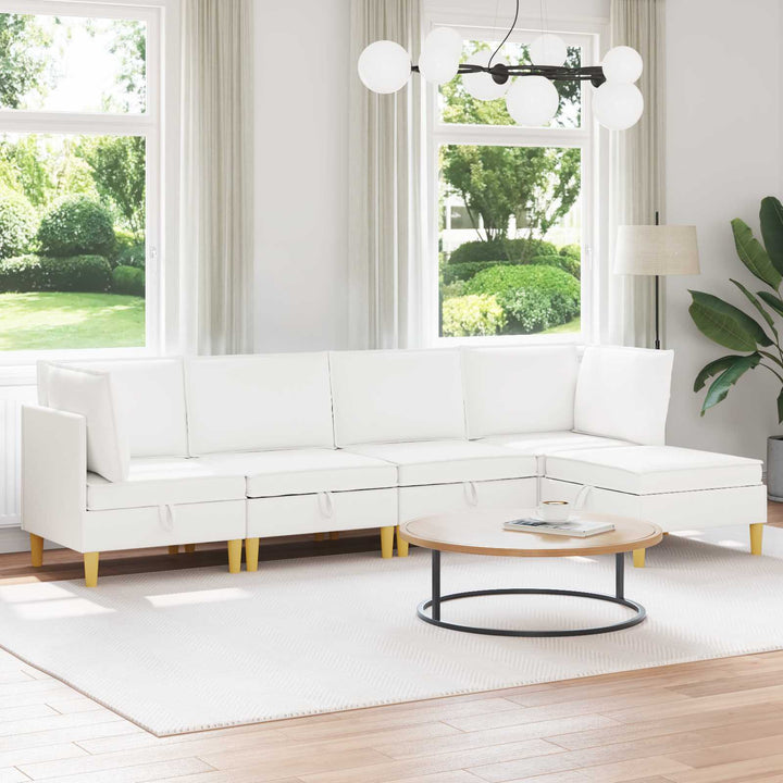 Modulsofa sæt med opbevaring 5 pcs Hvid Stof