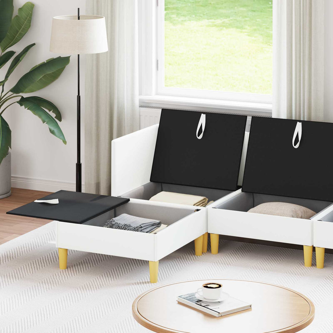 Modulsofa sæt med opbevaring 5 pcs Hvid Stof