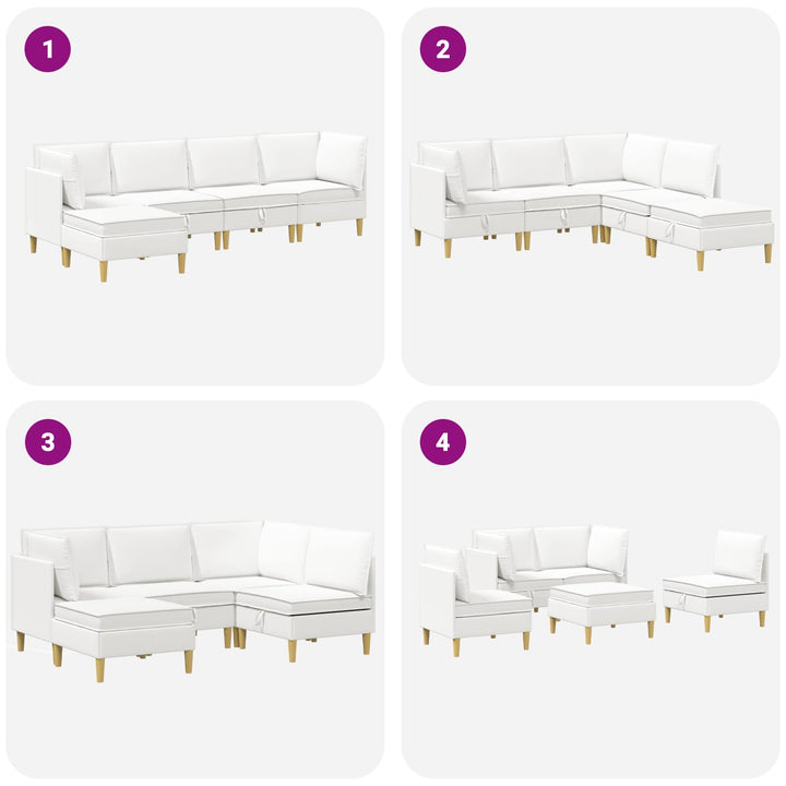 Modulsofa sæt med opbevaring 5 pcs Hvid Stof
