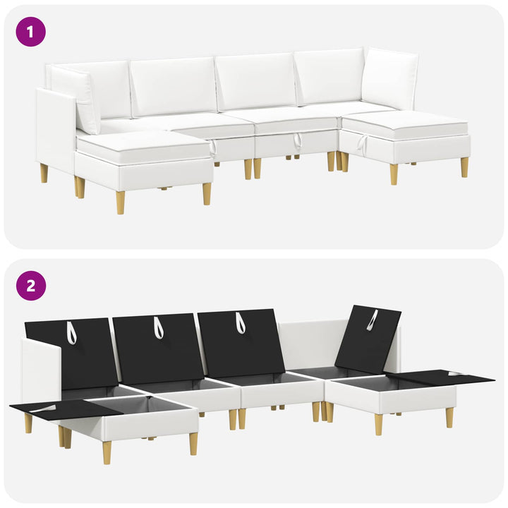 Modulsofa sæt med opbevaring 6 pcs Hvid Stof