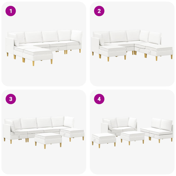 Modulsofa sæt med opbevaring 6 pcs Hvid Stof