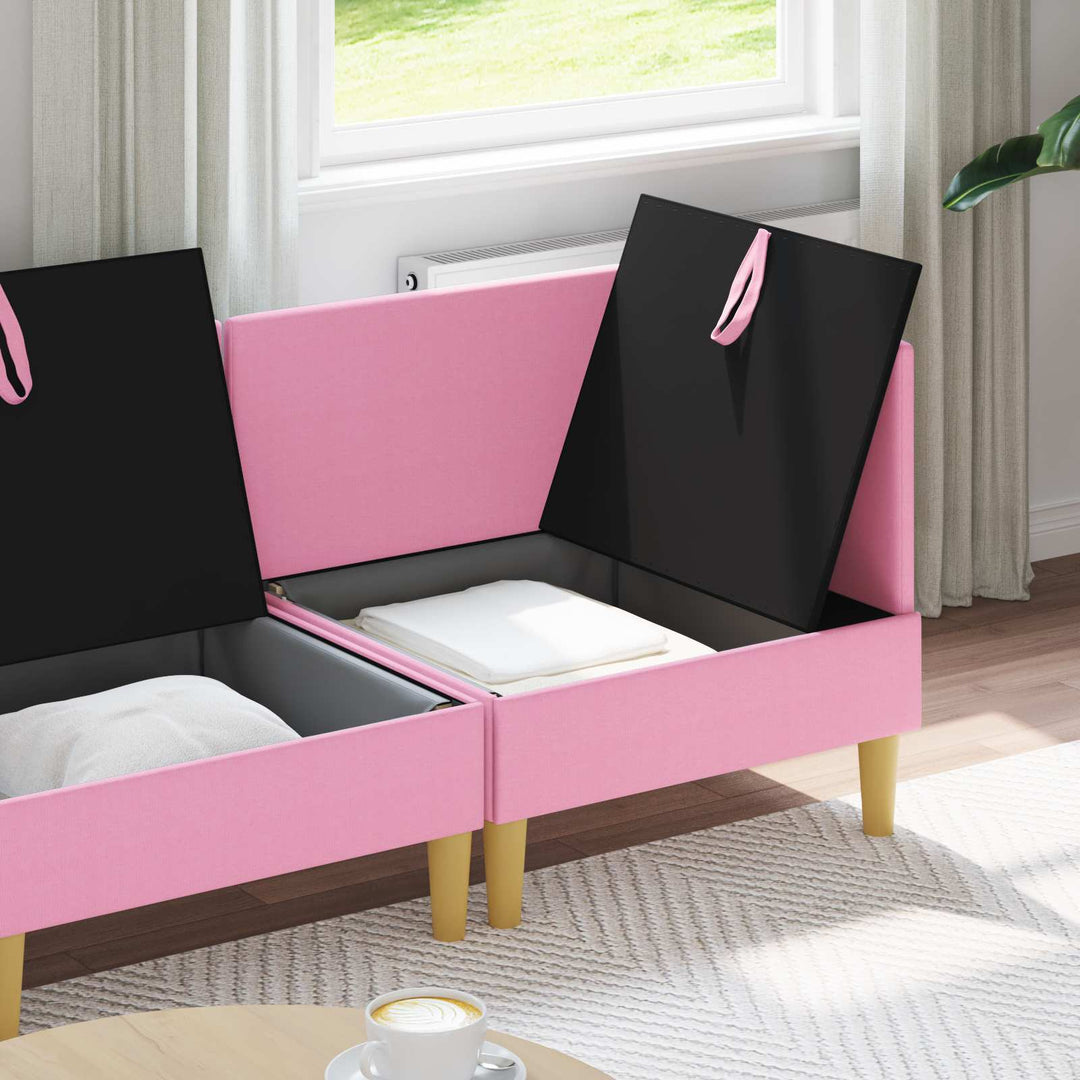 Modulsofa sæt med opbevaring 3 pcs Lyserød Stof