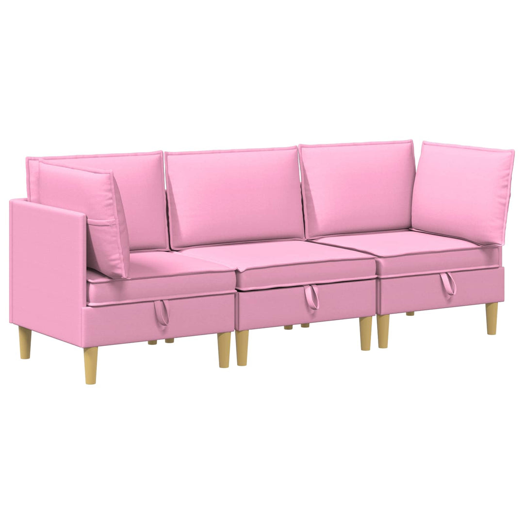 Modulsofa sæt med opbevaring 3 pcs Lyserød Stof