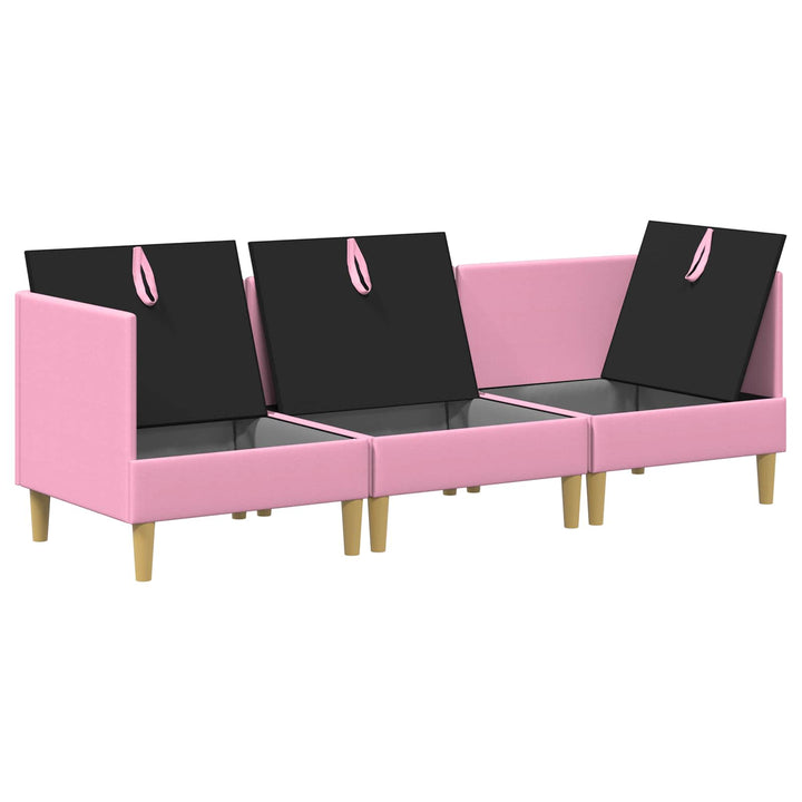 Modulsofa sæt med opbevaring 3 pcs Lyserød Stof