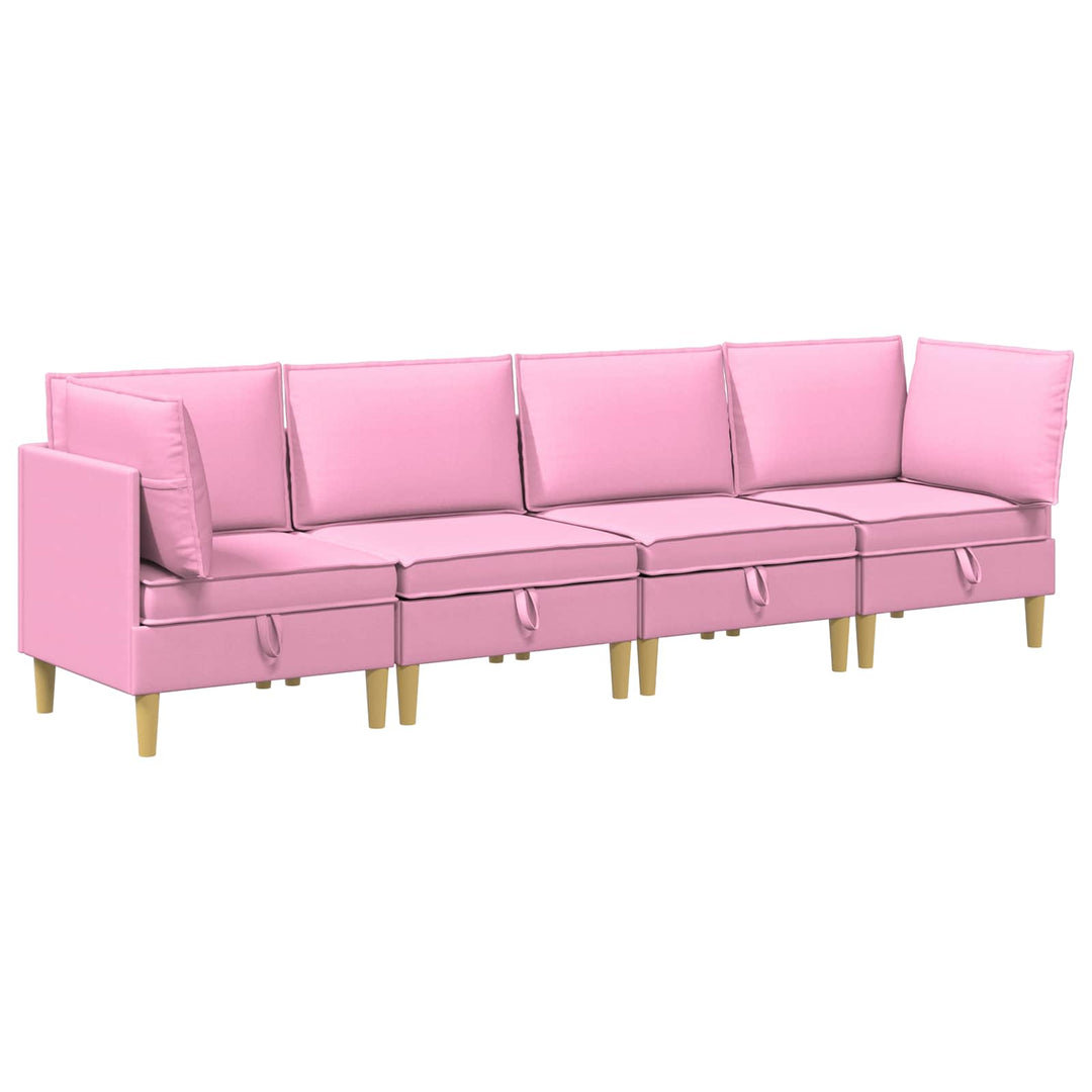 Modulsofa sæt med opbevaring 4 pcs Lyserød Stof