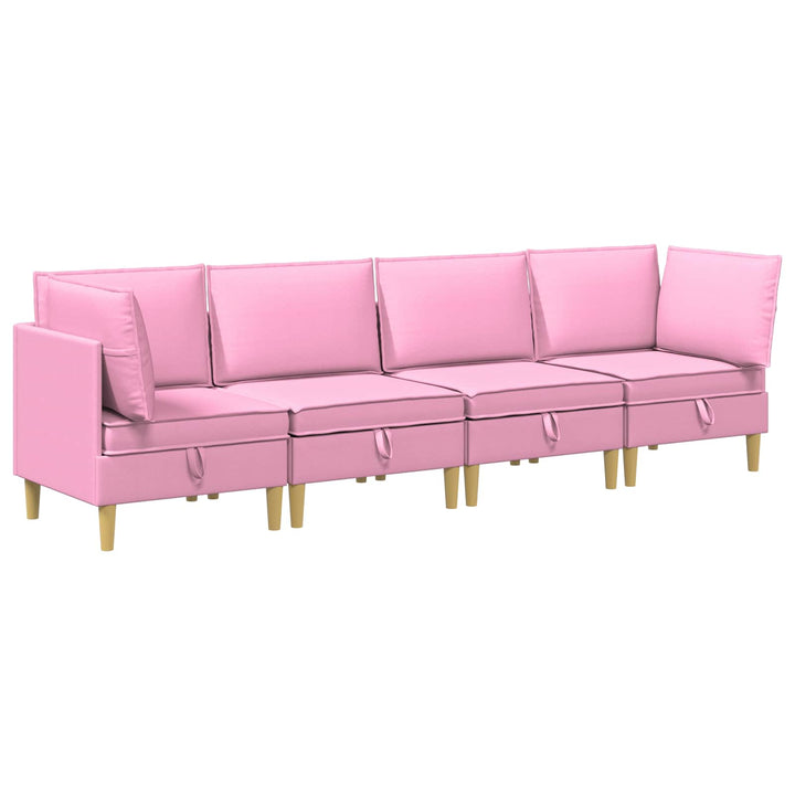 Modulsofa sæt med opbevaring 4 pcs Lyserød Stof