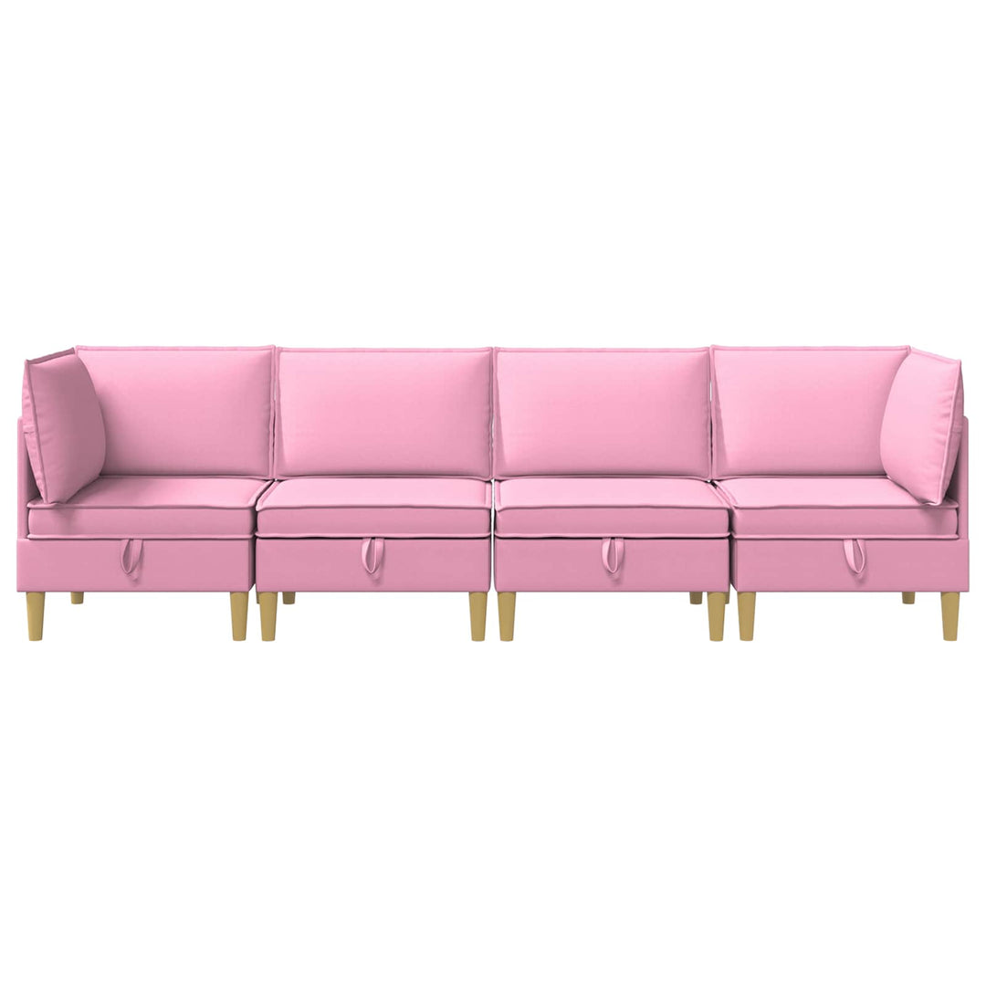 Modulsofa sæt med opbevaring 4 pcs Lyserød Stof