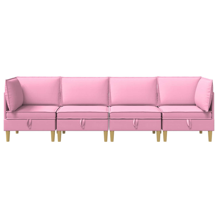 Modulsofa sæt med opbevaring 4 pcs Lyserød Stof
