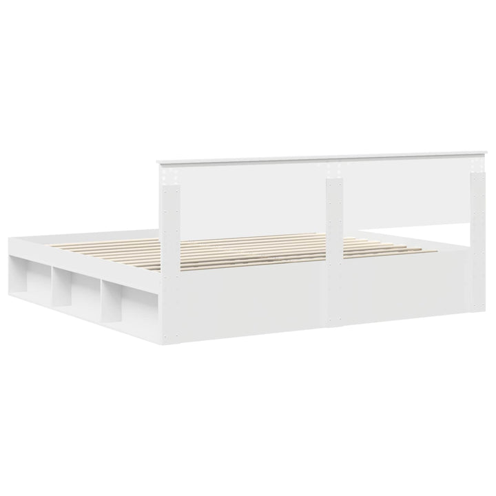 Sengestel med hovedgærde Hvid 200 x 200 cm Massiv fyrretræ
