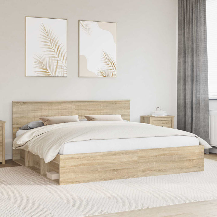 Sengestel med hovedgærde Sonoma 200 x 200 cm Massiv fyrretræ