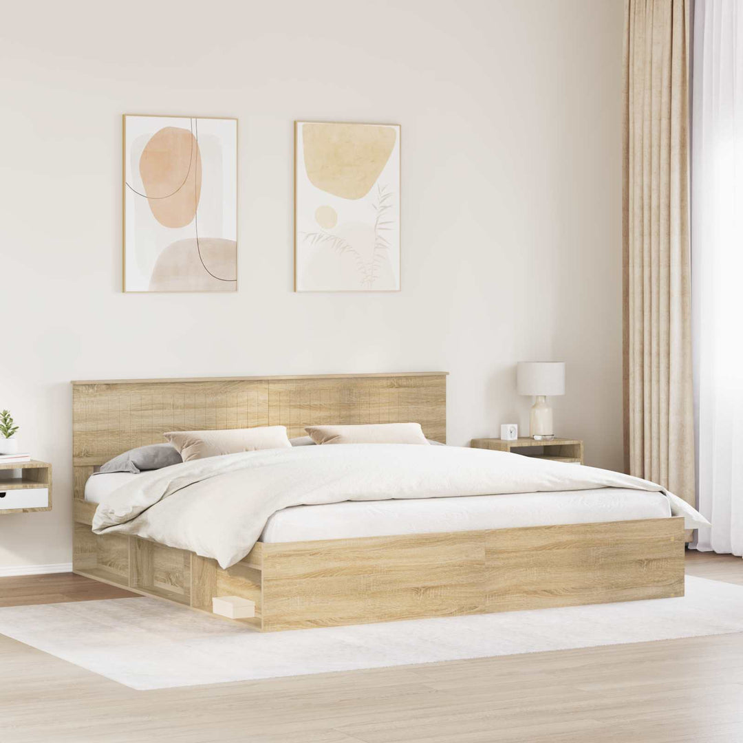 Sengestel med hovedgærde Sonoma 200 x 200 cm Massiv fyrretræ
