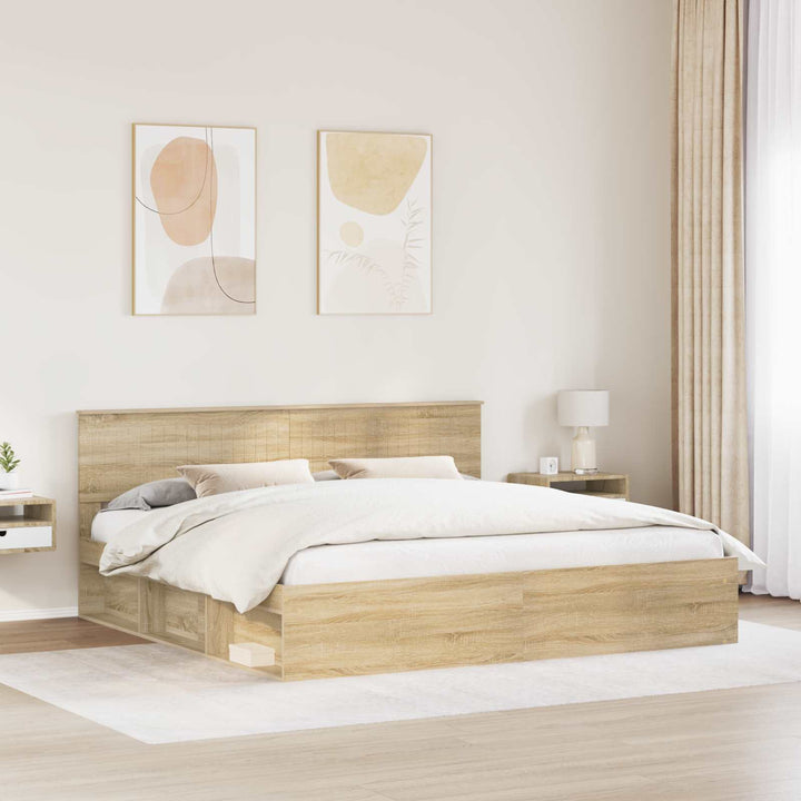Sengestel med hovedgærde Sonoma 200 x 200 cm Massiv fyrretræ