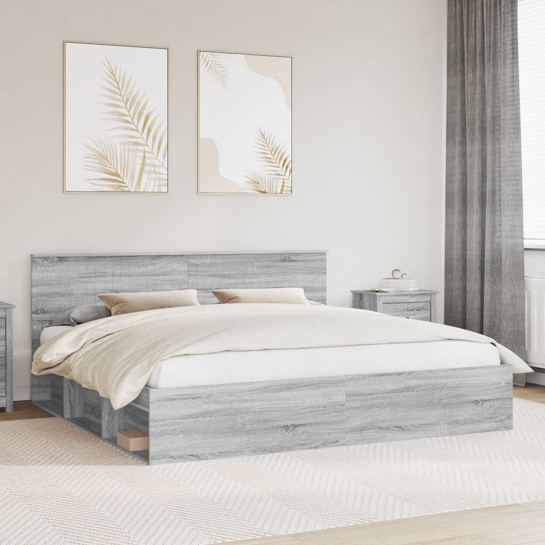 Sengestel Grå Sonoma 200 x 200 cm Massiv fyrretræ