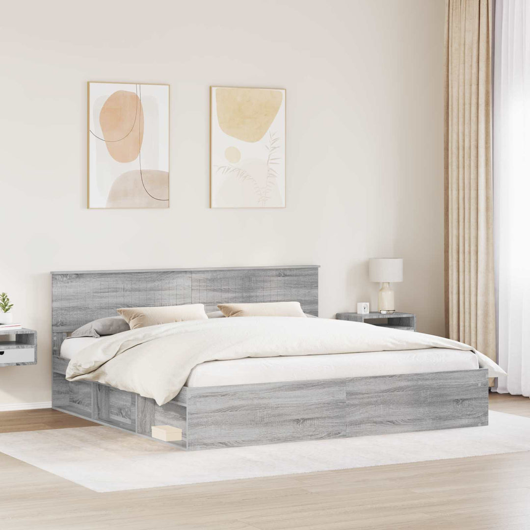 Sengestel Grå Sonoma 200 x 200 cm Massiv fyrretræ