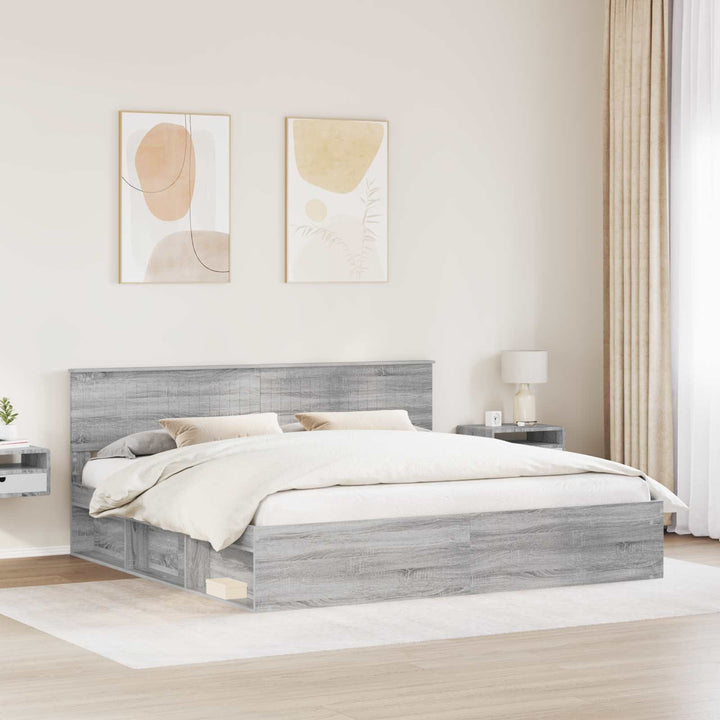 Sengestel Grå Sonoma 200 x 200 cm Massiv fyrretræ
