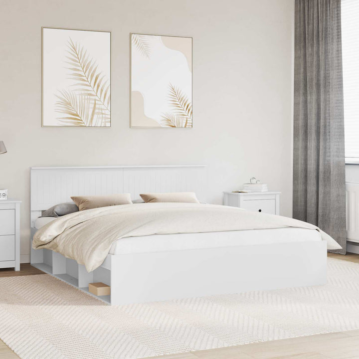 Sengestel med hovedgærde Hvid 180 x 200 cm Massiv fyrretræ
