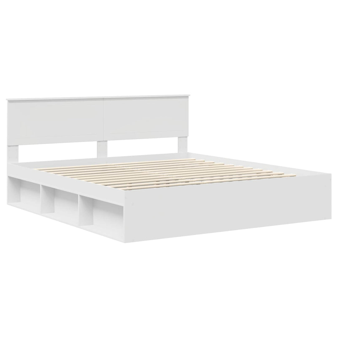 Sengestel med hovedgærde Hvid 180 x 200 cm Massiv fyrretræ