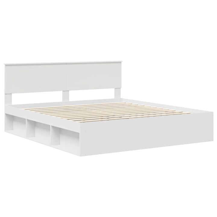 Sengestel med hovedgærde Hvid 180 x 200 cm Massiv fyrretræ