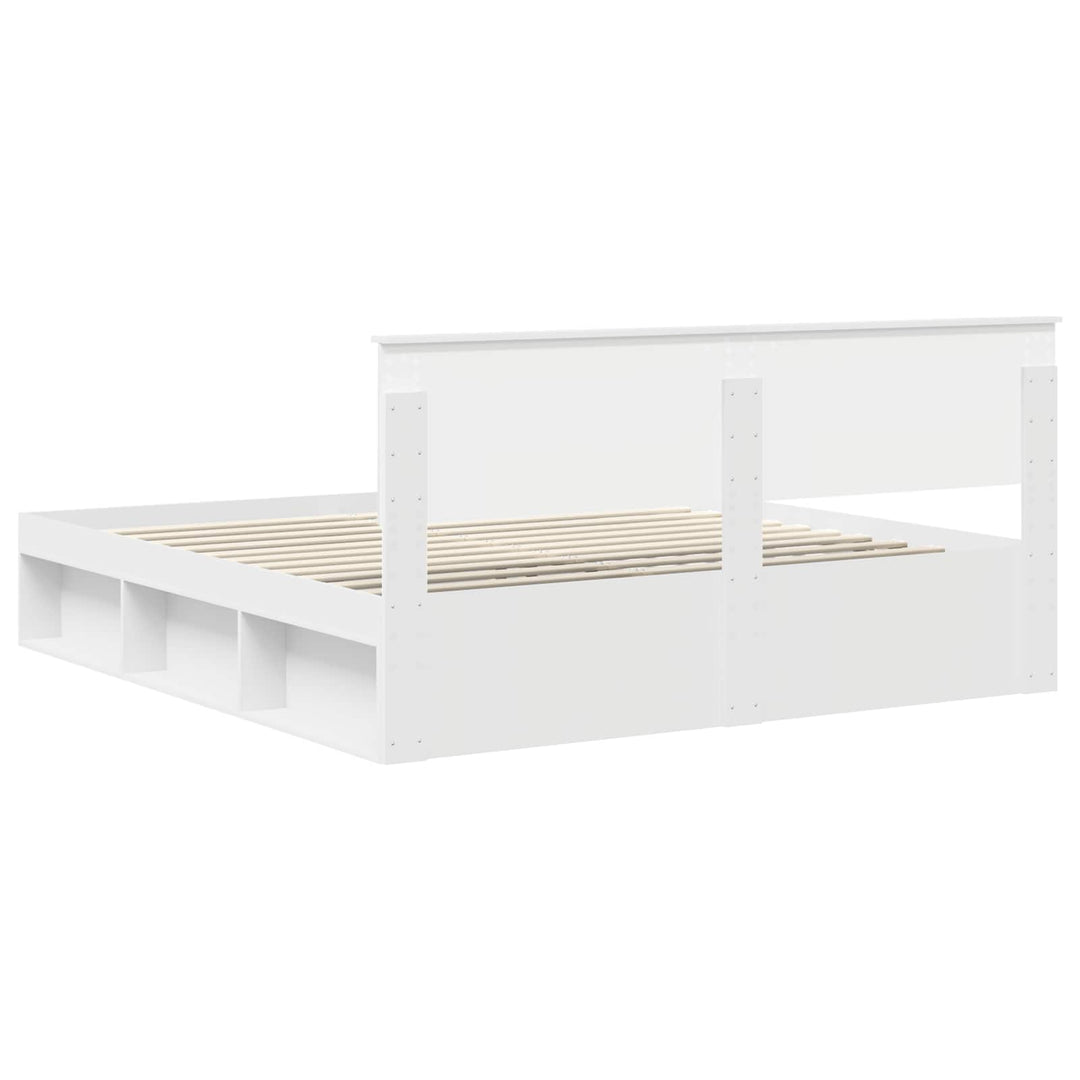 Sengestel med hovedgærde Hvid 180 x 200 cm Massiv fyrretræ