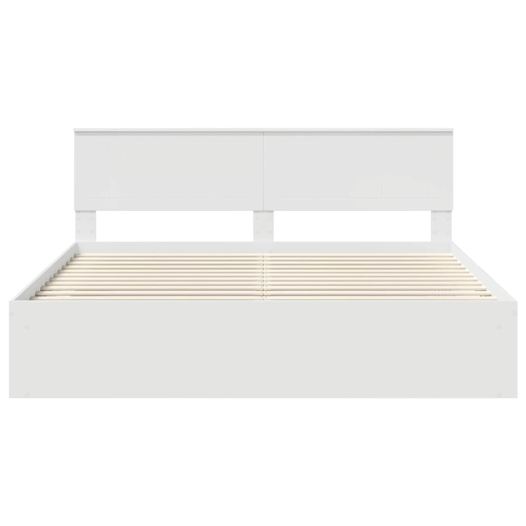 Sengestel med hovedgærde Hvid 180 x 200 cm Massiv fyrretræ