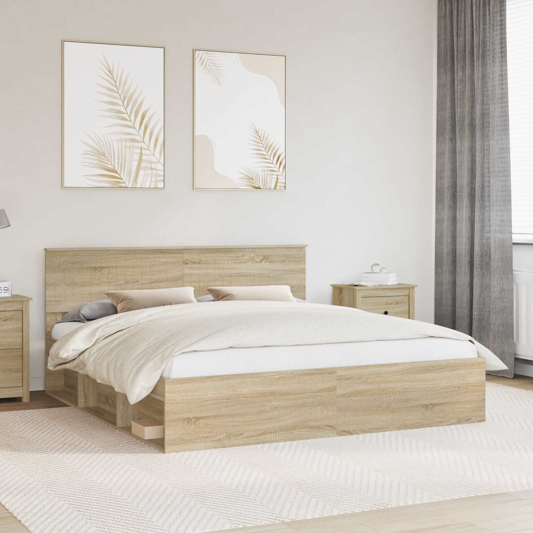 Sengestel med hovedgærde Sonoma 180 x 200 cm Massiv fyrretræ